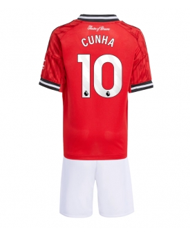 Billige Fotballdrakt Manchester United Matheus Cunha #10 Replika Hjemmedraktsett Barn 2025-26 Kortermet (med bukser)